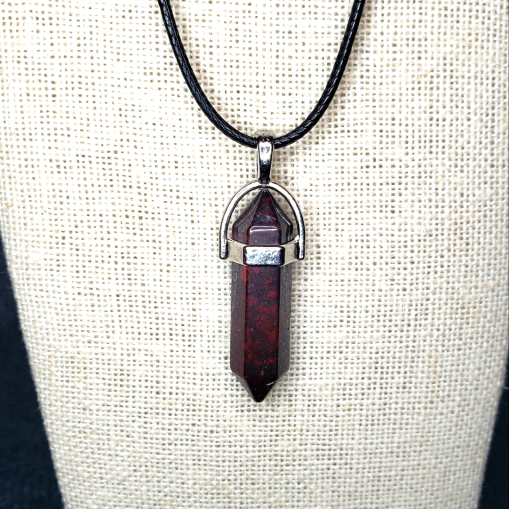 Bloodstone double point necklace